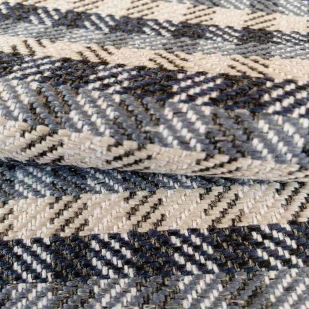 66" Remnant Chloe Gingham Plaid Fabric, Navy Blue - HomeStyle Fabrics