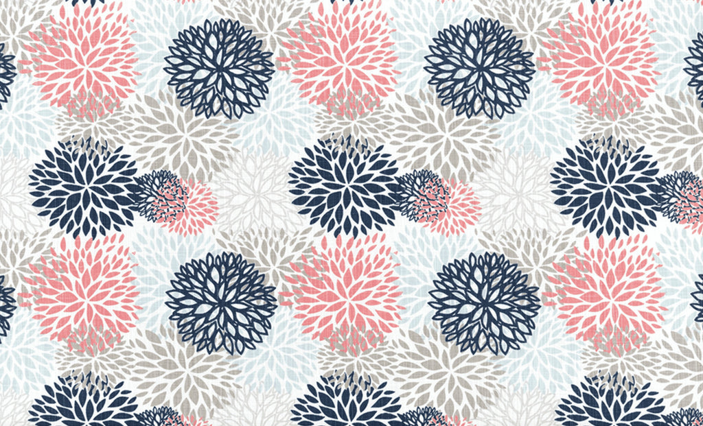 Bailey Floral Print Fabric, Coral - HomeStyle Fabrics