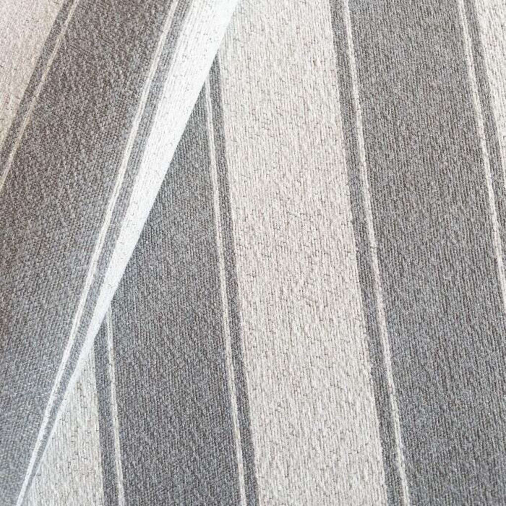 Beckett Awning Stripe Fabric, Smoke Gray - HomeStyle Fabrics