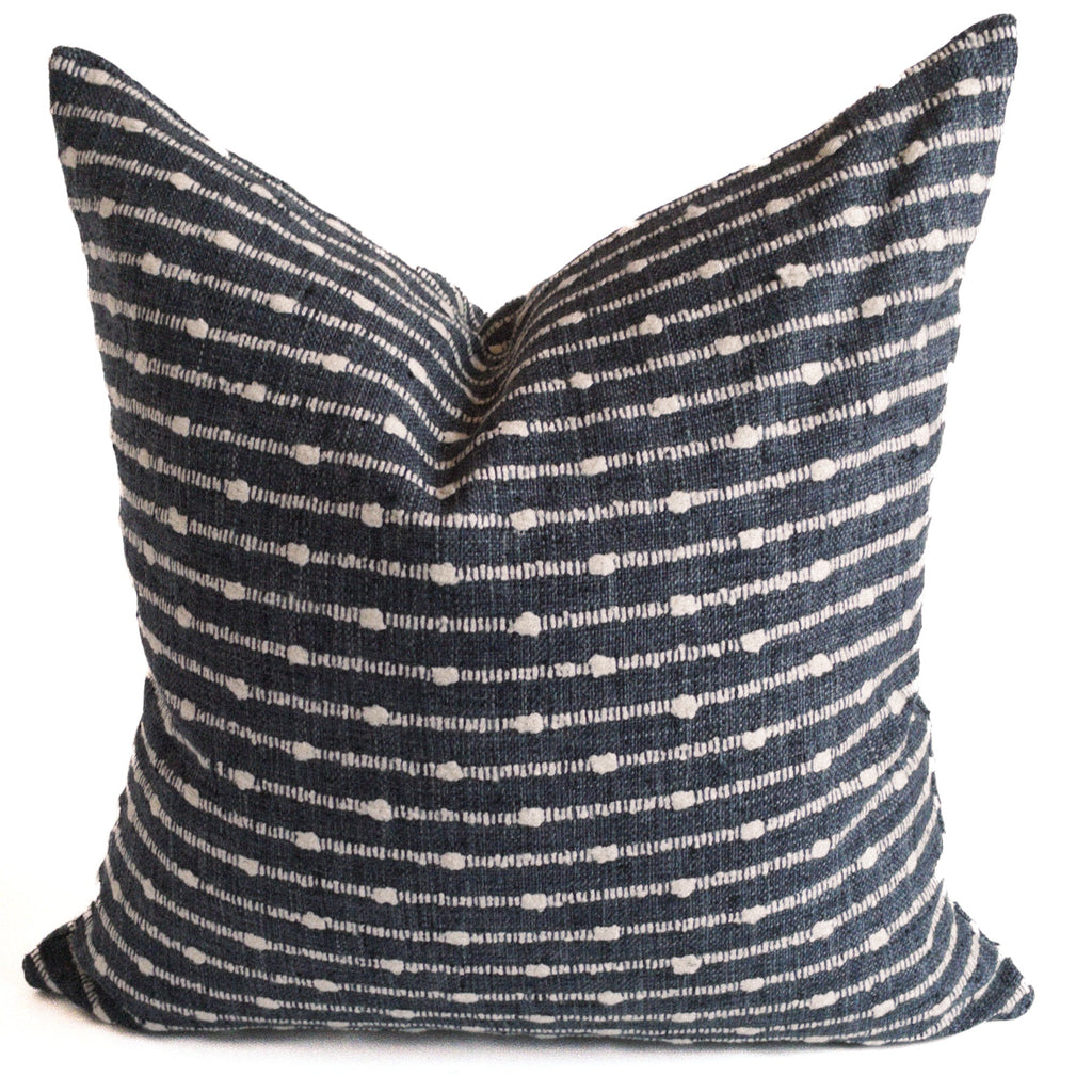 Dalia Stripe Throw Pillow, Navy - HomeStyle Fabrics