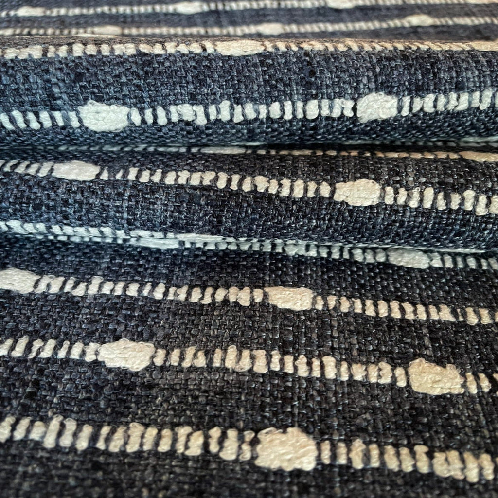 Dalia Textured Stripe Fabric, Indigo - HomeStyle Fabrics