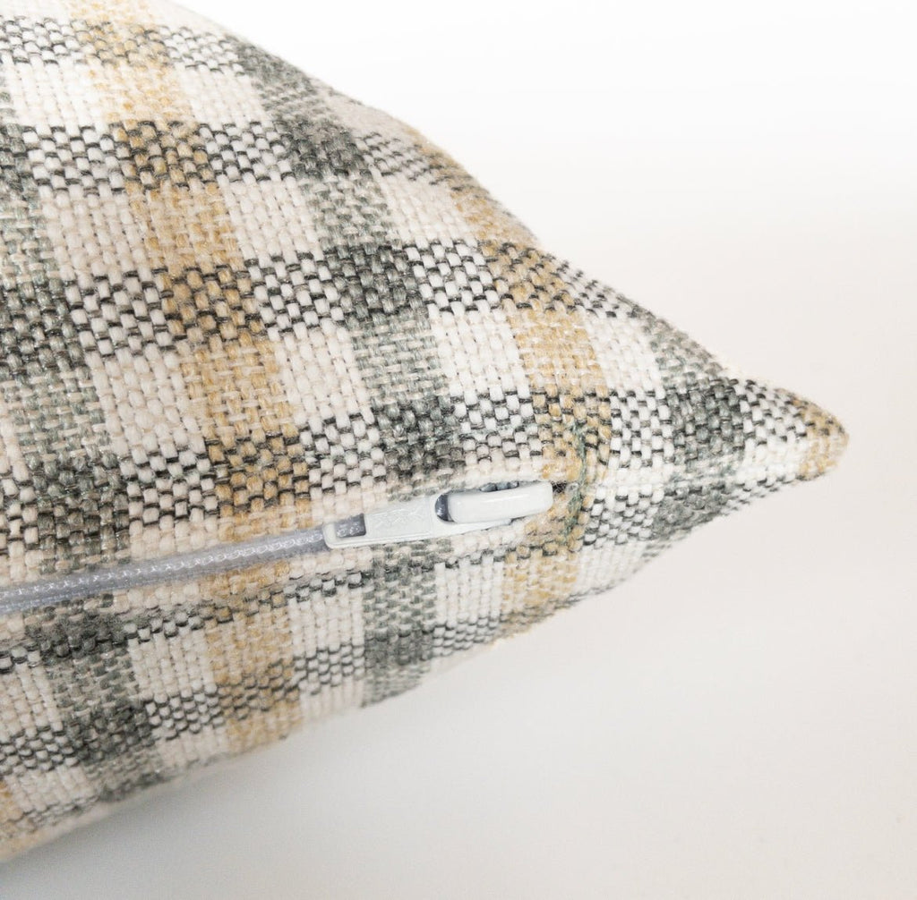 Hailee Plaid Farmhouse Pillow, Spa Green - HomeStyle Fabrics