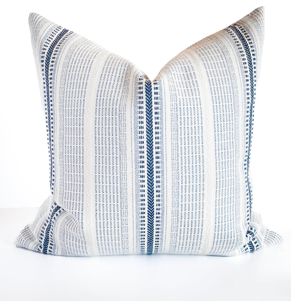 Logan Stripe Pillow Cover, Lapis - HomeStyle Fabrics