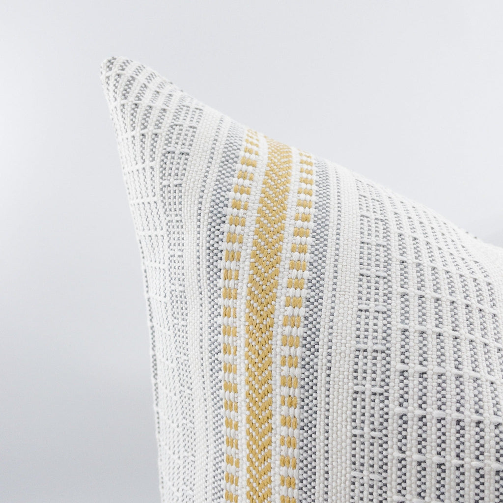 Logan Striped Outdoor Pillow, Buttercup - HomeStyle Fabrics