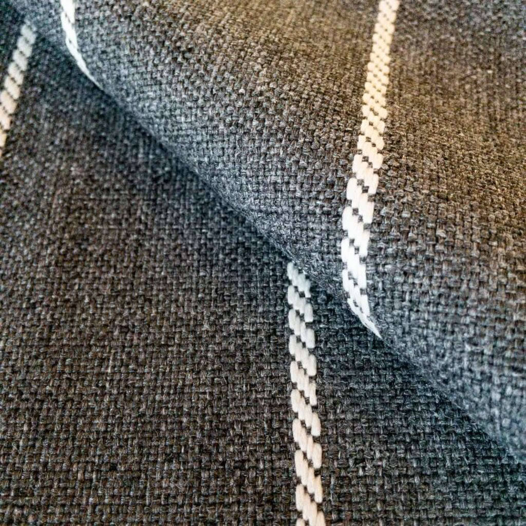 Padilla Striped Upholstery Fabric, Charcoal - HomeStyle Fabrics