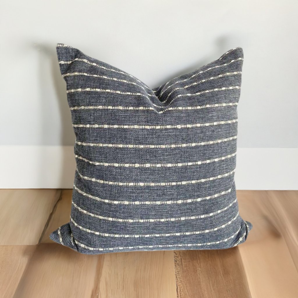 Adalia Striped Pillow Cover, Denim - HomeStyle Fabrics