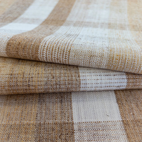 Jasper Plaid Fabric, Caramel - HomeStyle Fabrics