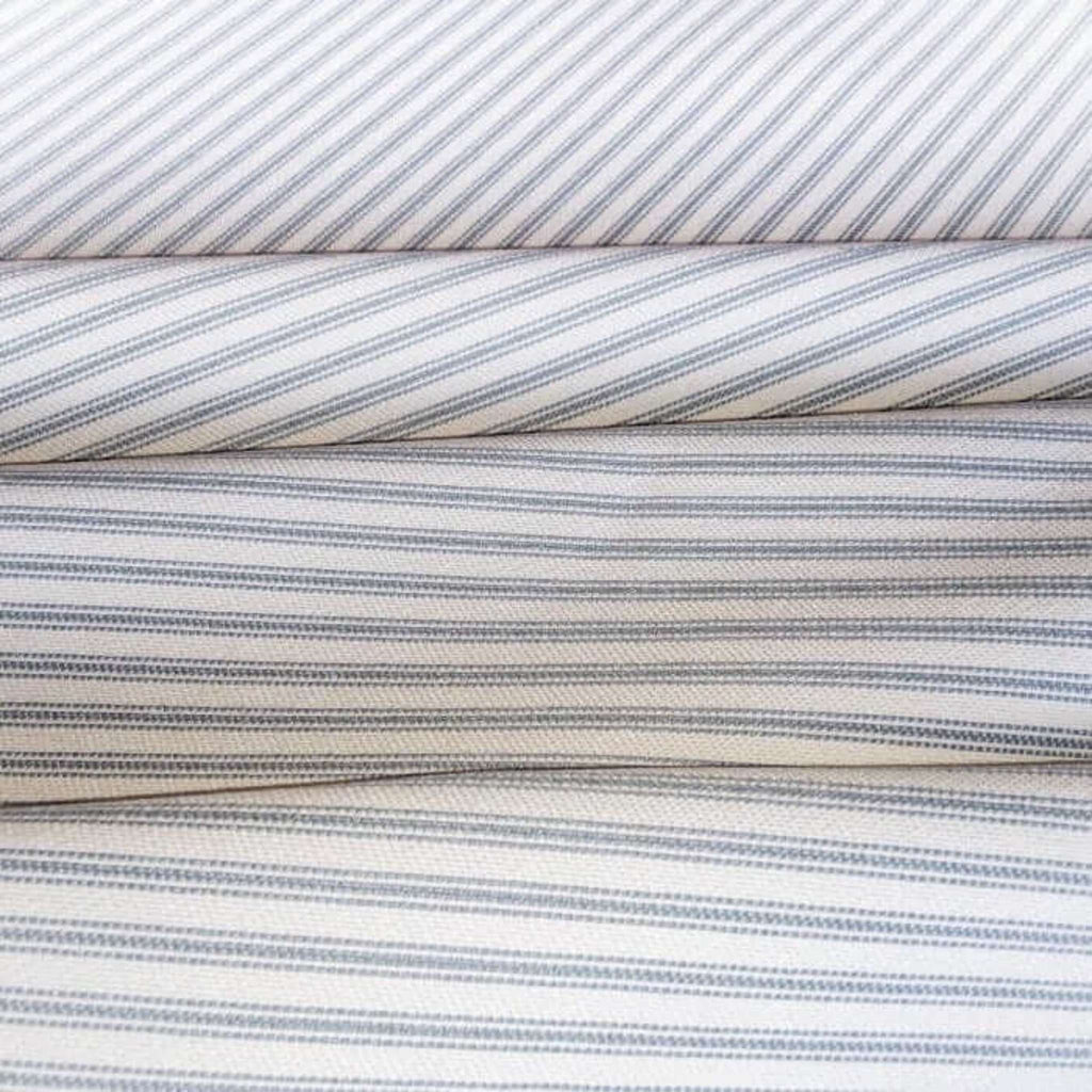 25" Remnant Fallon Green Ticking Stripe Fabric, Mint - HomeStyle Fabrics