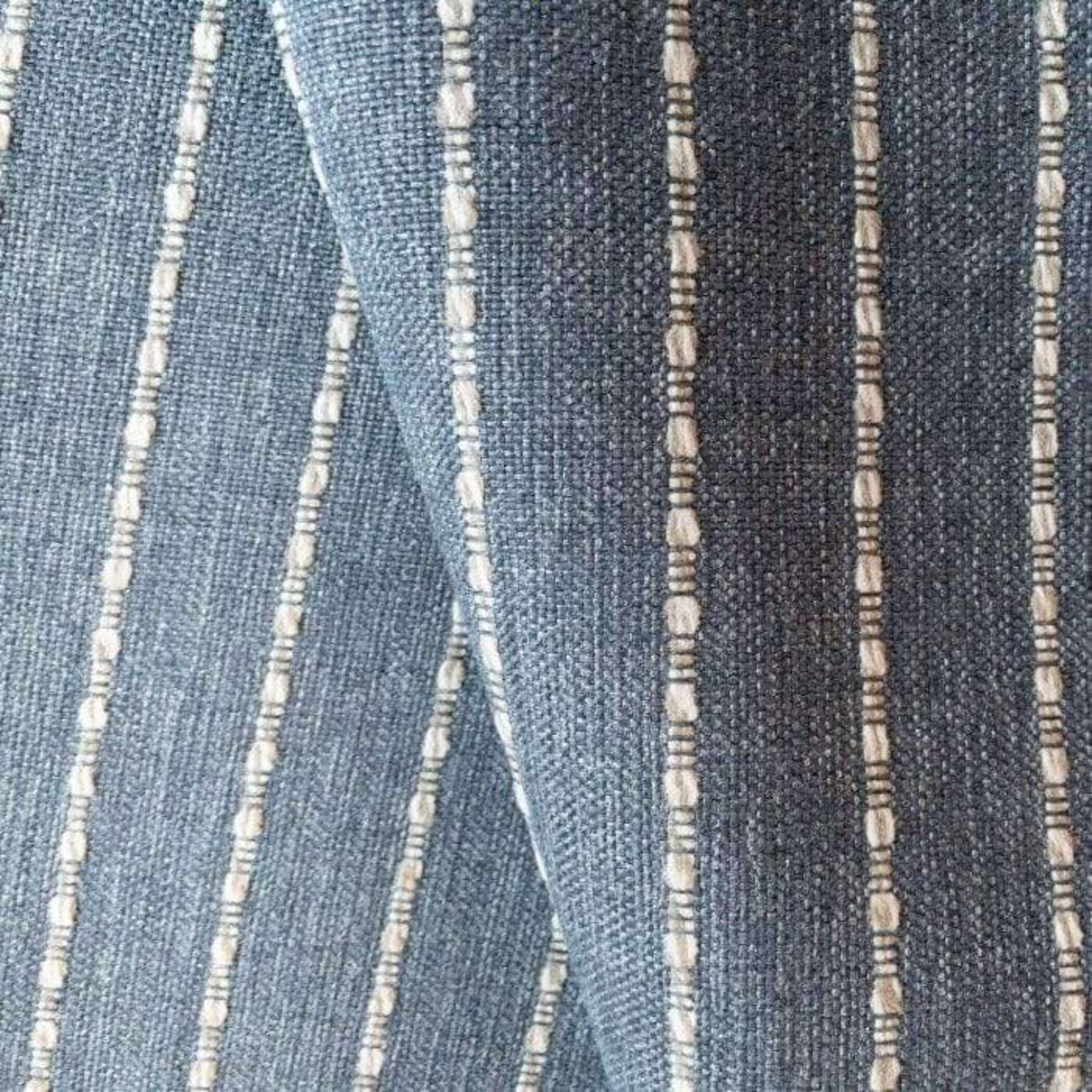 Adalia Textured Stripe Fabric, Denim - HomeStyle Fabrics