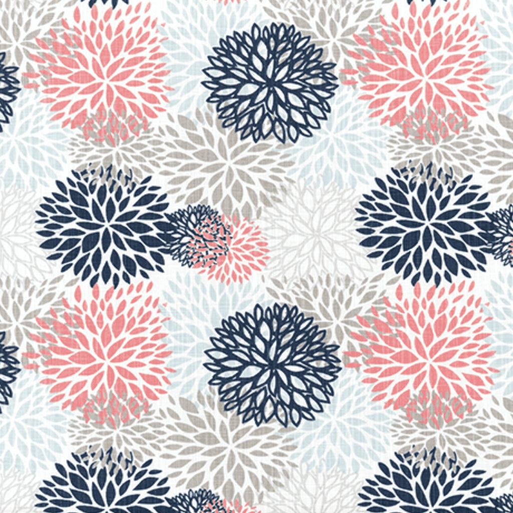 Bailey Floral Print Fabric, Coral - HomeStyle Fabrics