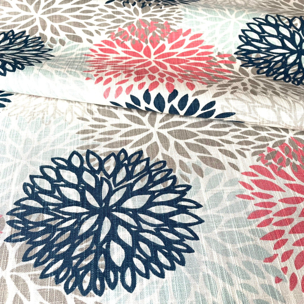 Bailey Floral Print Fabric, Coral - HomeStyle Fabrics