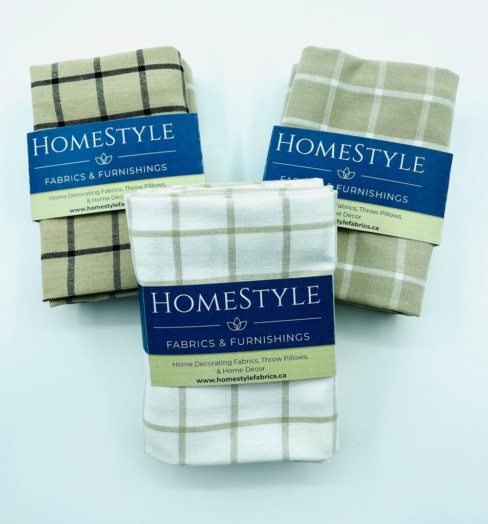 Beige Check Farmhouse Kitchen Towels - HomeStyle Fabrics