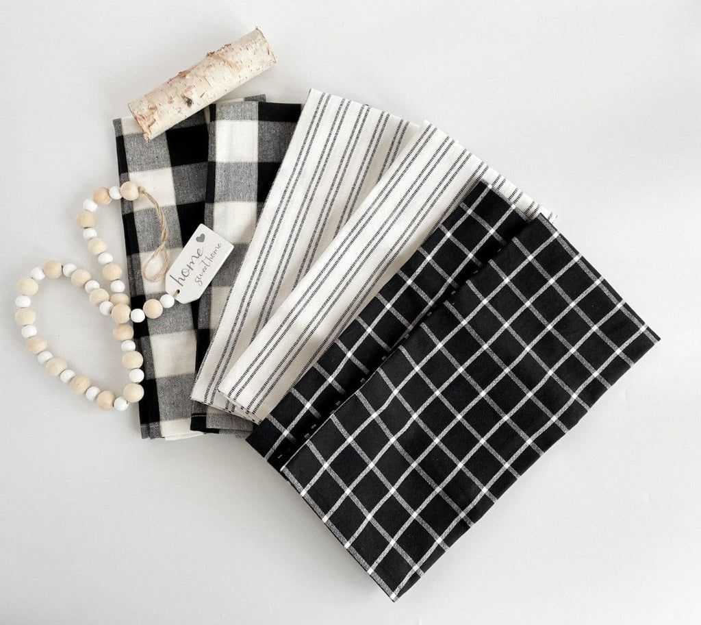 Black & White Farmhouse Kitchen Towels - HomeStyle Fabrics