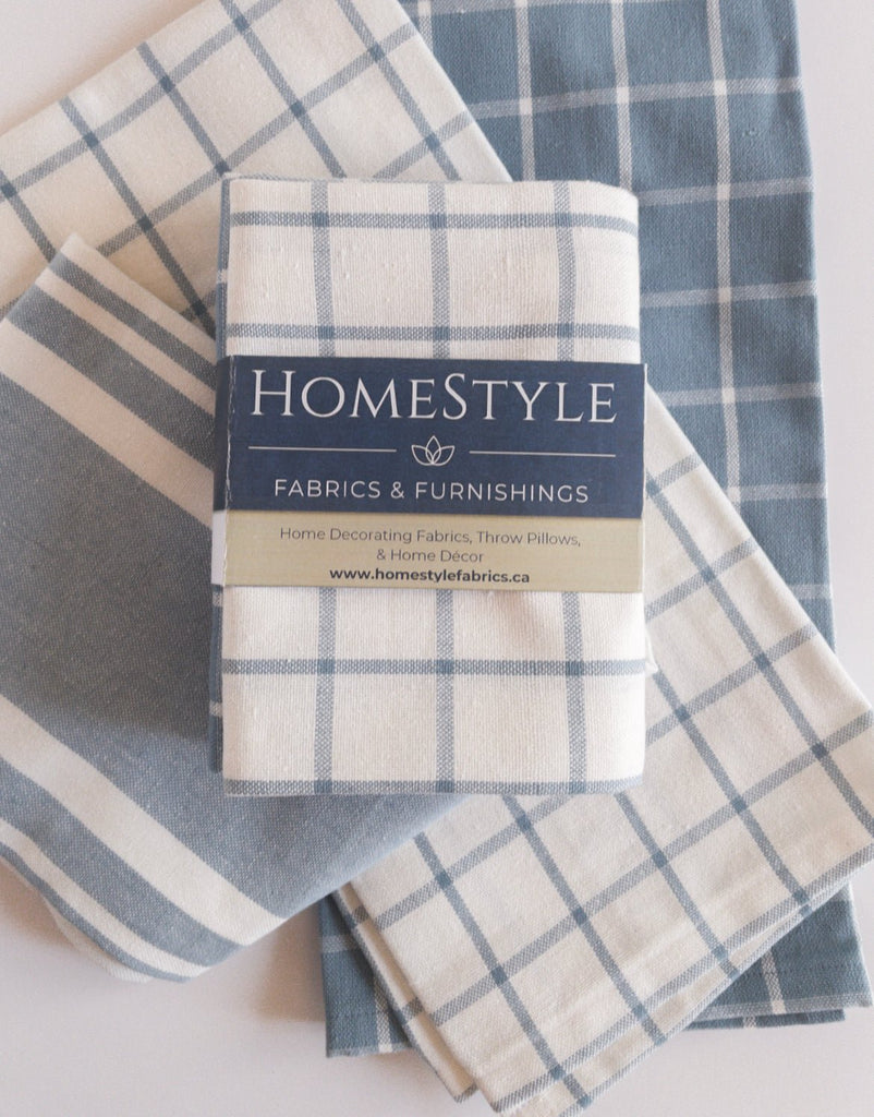 Blue Farmhouse Check Kitchen Towel Set - HomeStyle Fabrics