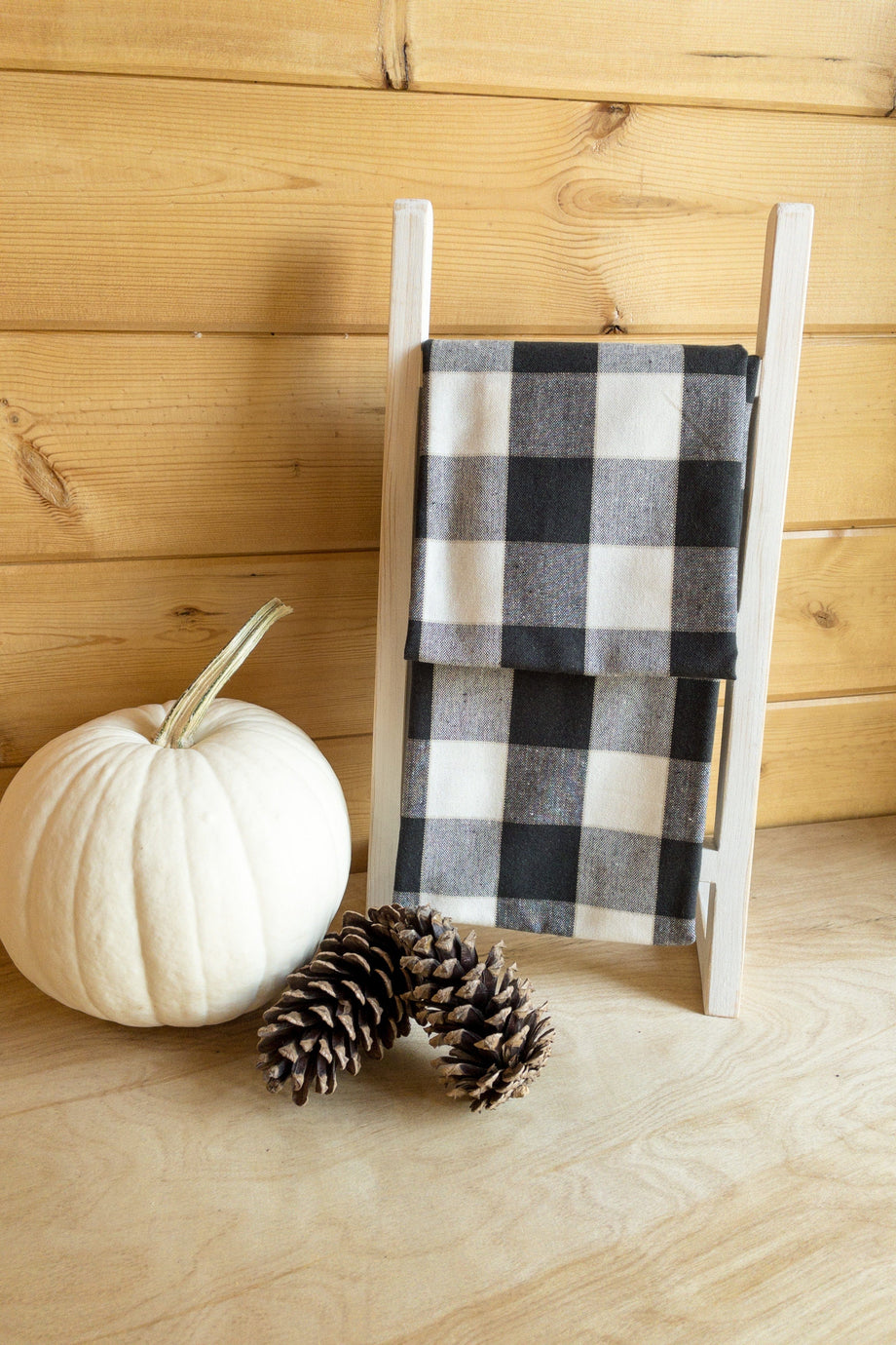 Black and White Buffalo Check Tea Towel and Dish Cloth Set