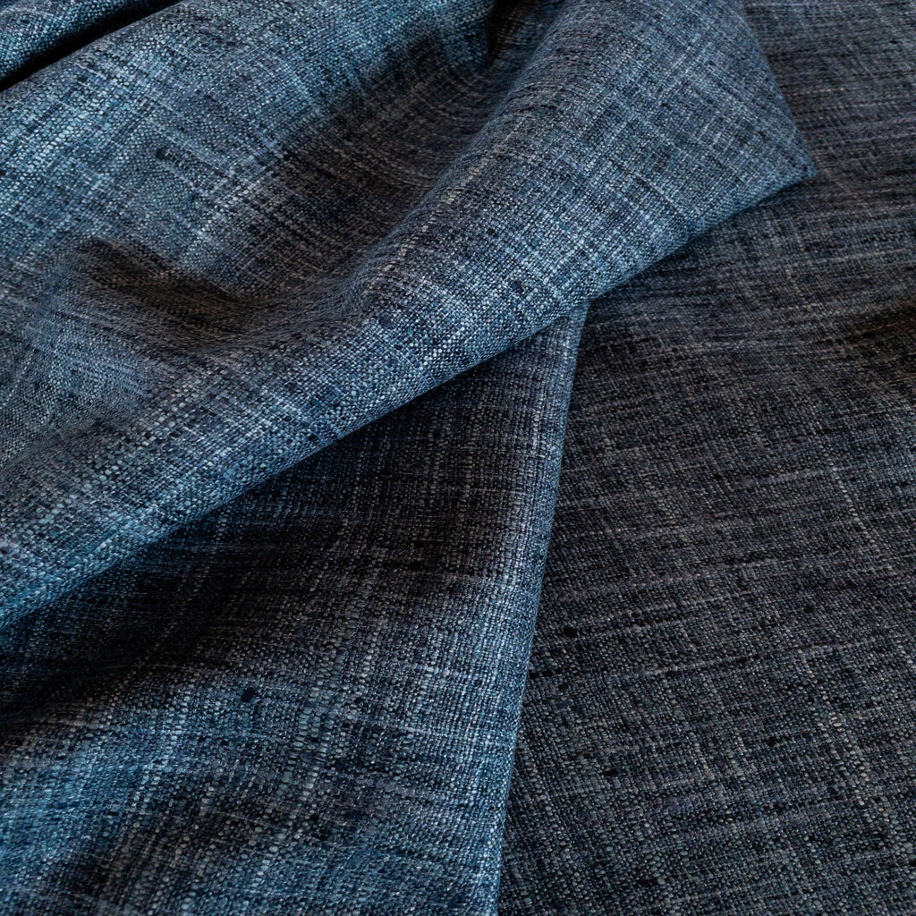 Finley Linen Look Drapery Fabric, Denim - HomeStyle Fabrics
