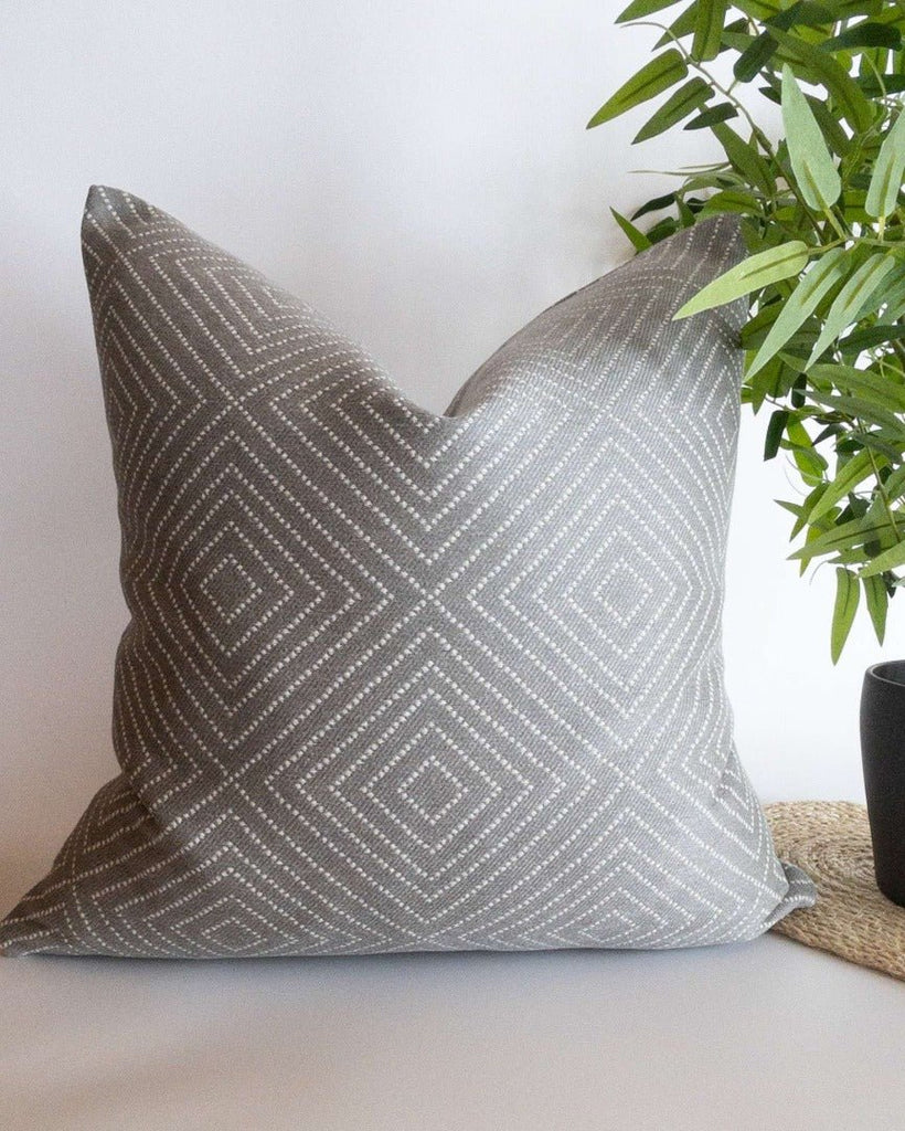 Frida Diamond Pattern Pillow, Smoke - HomeStyle Fabrics
