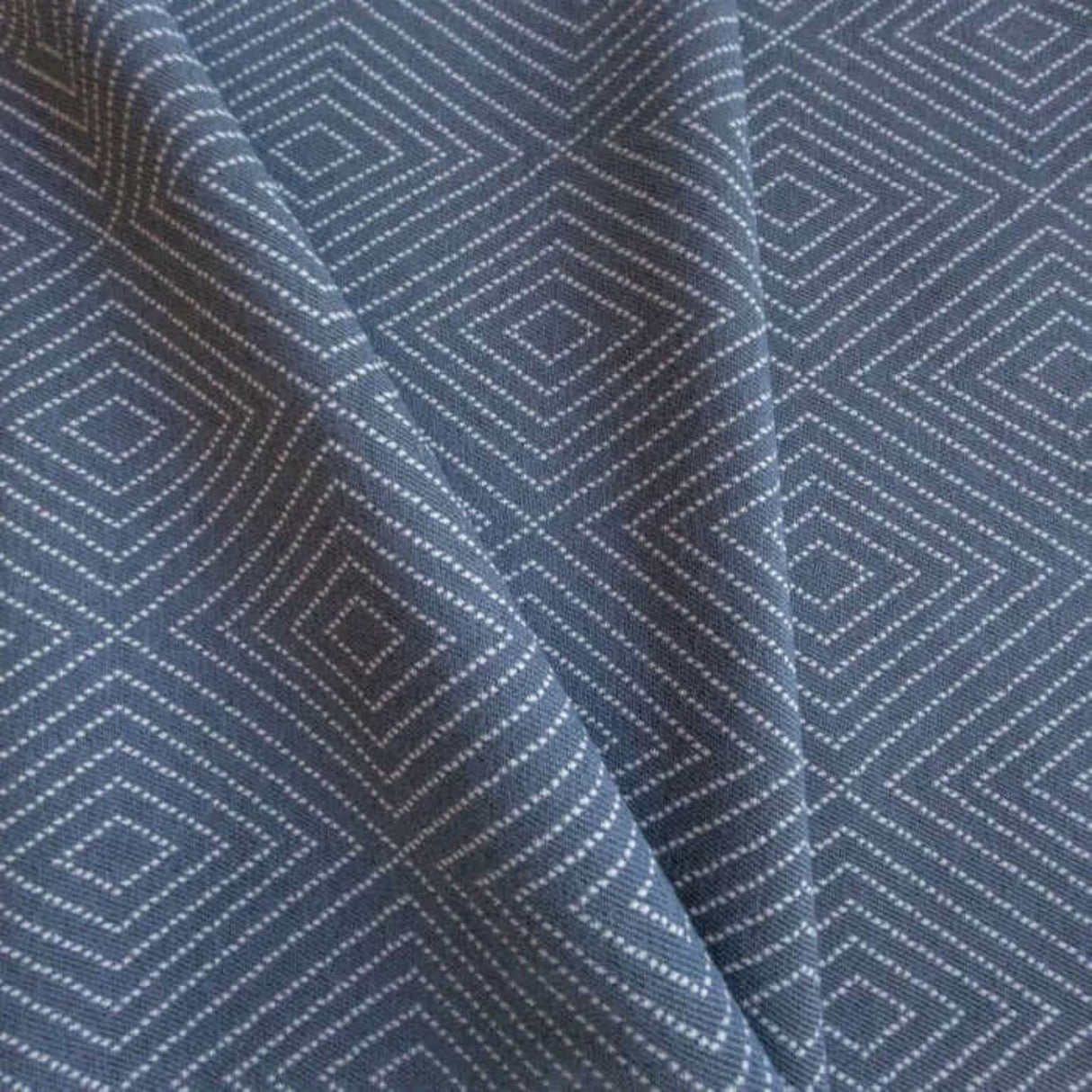 Frida Geometric Diamond Fabric, Denim - HomeStyle Fabrics