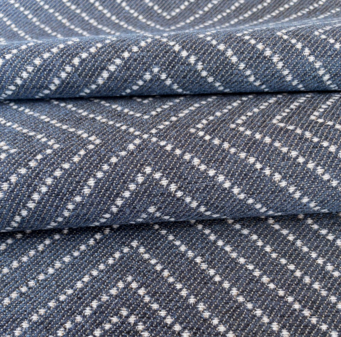 Frida Geometric Diamond Fabric, Denim - HomeStyle Fabrics