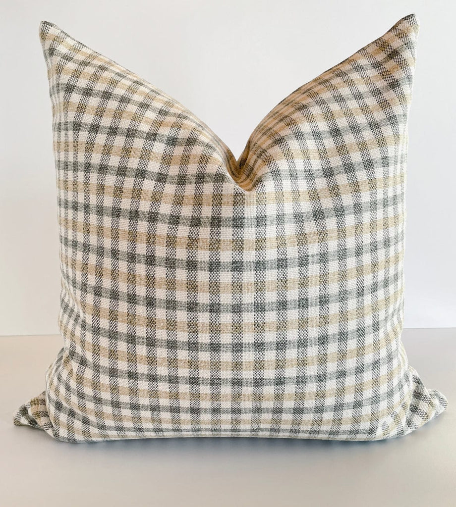 Hailee Plaid Farmhouse Pillow, Spa Green - HomeStyle Fabrics