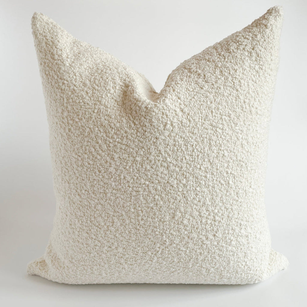 Luna Boucle 24x24 Pillow Cover, Chalk - HomeStyle Fabrics