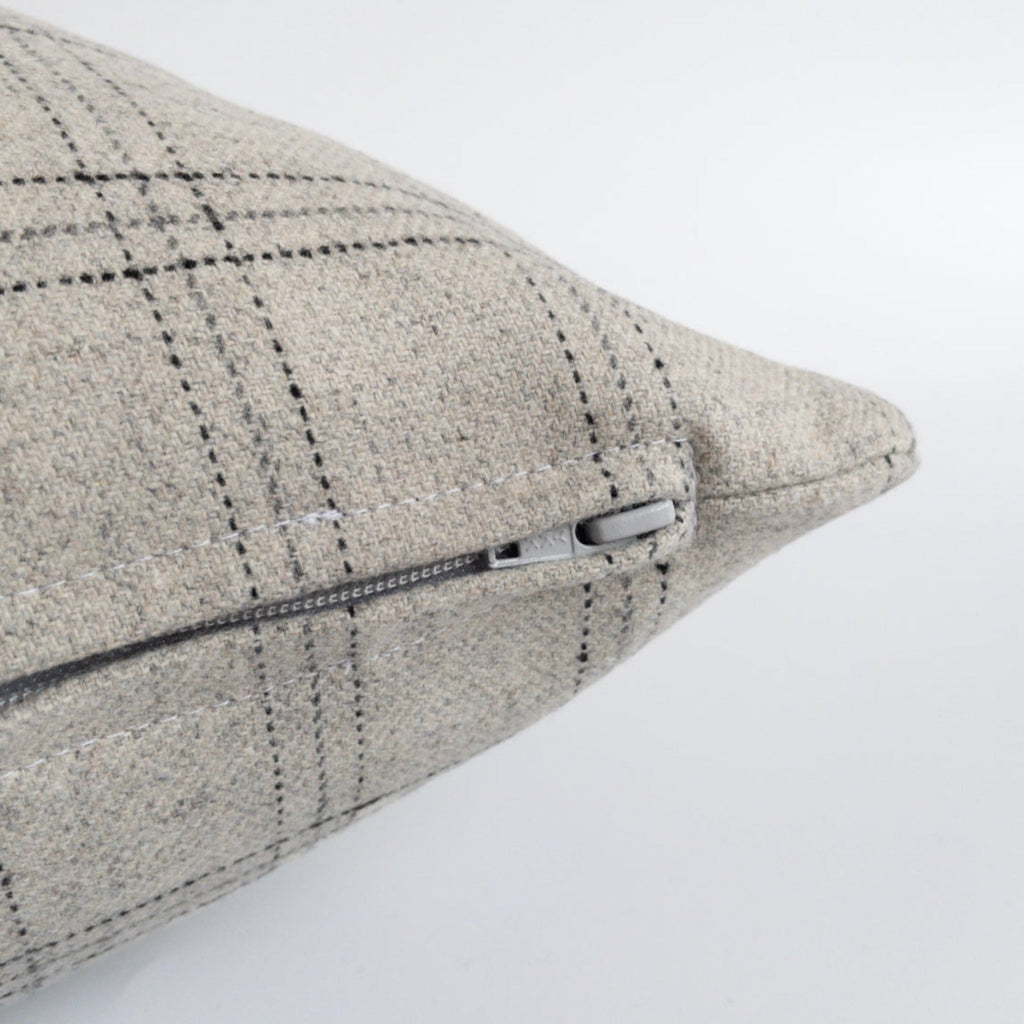Milan Plaid 20x20 Pillow Cover, Grey - HomeStyle Fabrics