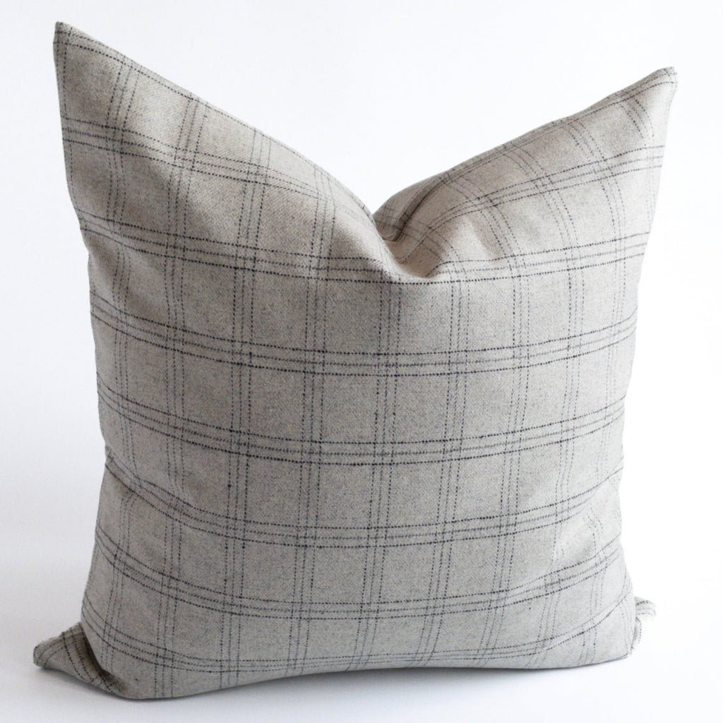 Milan Windowpane Plaid Pillow Cover, Grey - HomeStyle Fabrics
