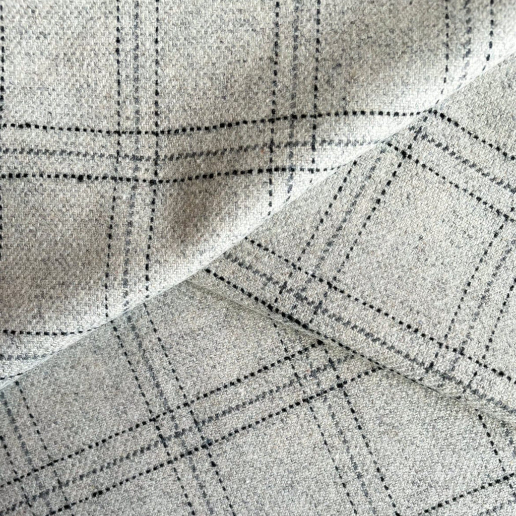 Milan Wool Plaid Fabric, Grey - HomeStyle Fabrics