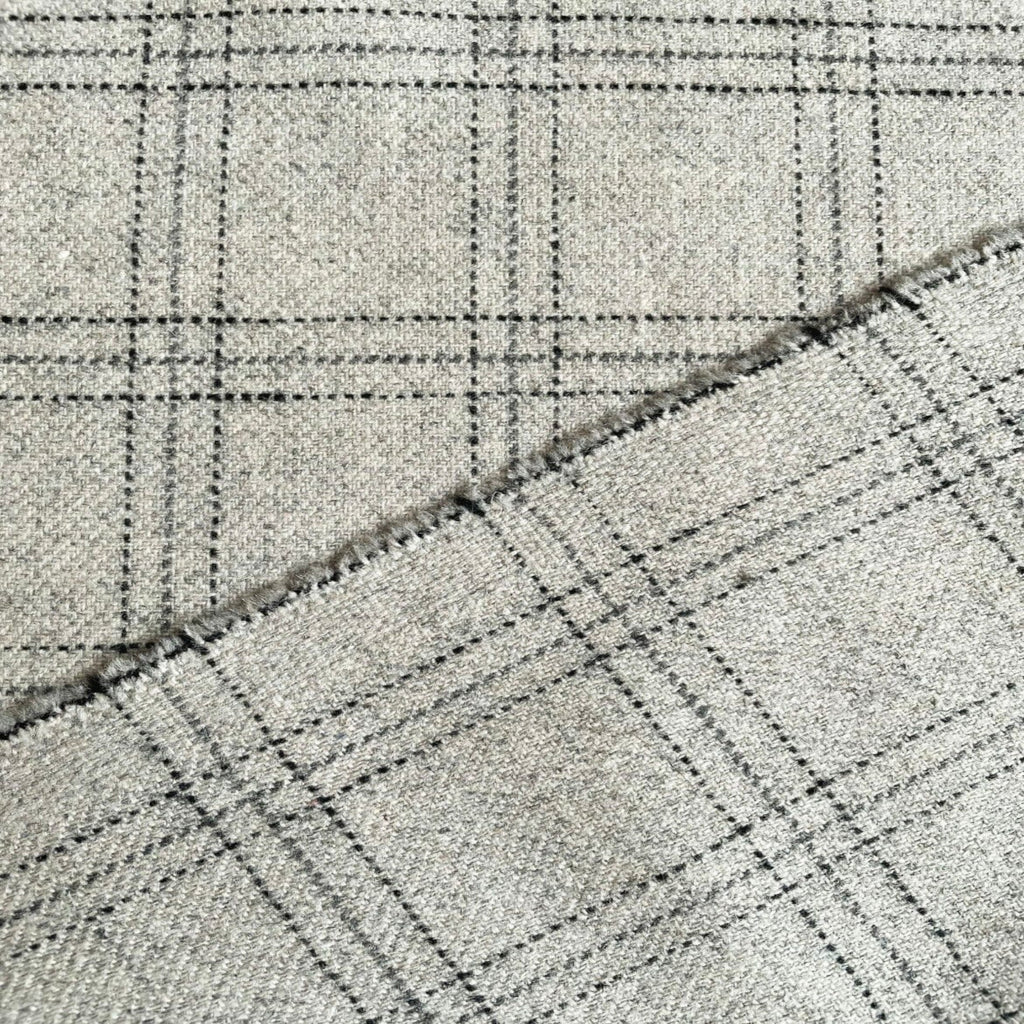 Milan Wool Plaid Fabric, Grey - HomeStyle Fabrics