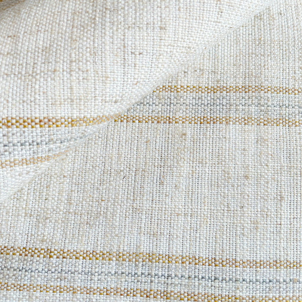Mina Linen Stripe Fabric, Sandstone - HomeStyle Fabrics