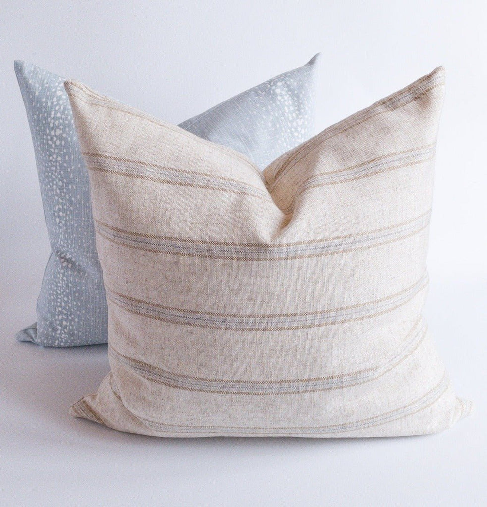 Mina Striped Linen Pillow, Sandstone - HomeStyle Fabrics