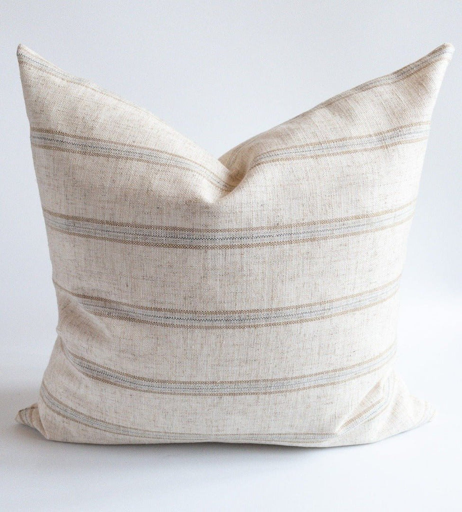 Mina Striped Linen Pillow, Sandstone - HomeStyle Fabrics