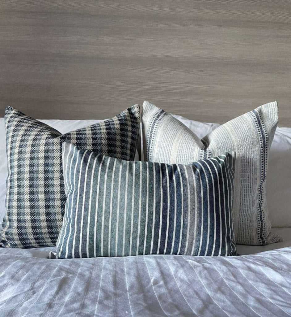 Ombre Striped Lumbar Pillow 14"x20", Denim - HomeStyle Fabrics