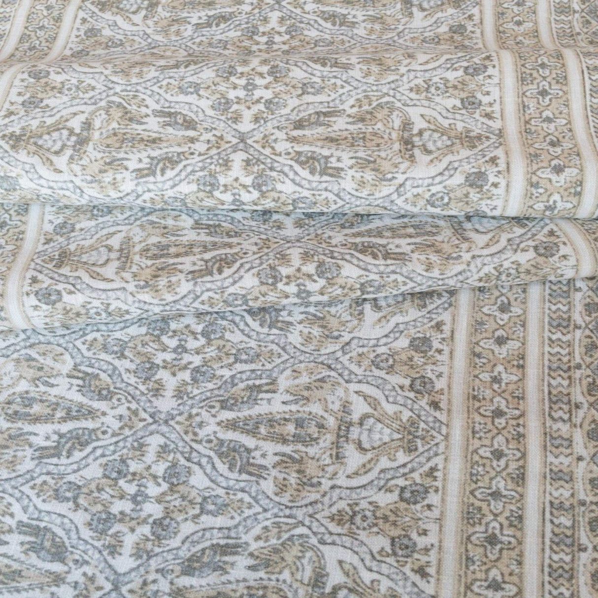 Pascal Block Print Fabric, Grey - HomeStyle Fabrics