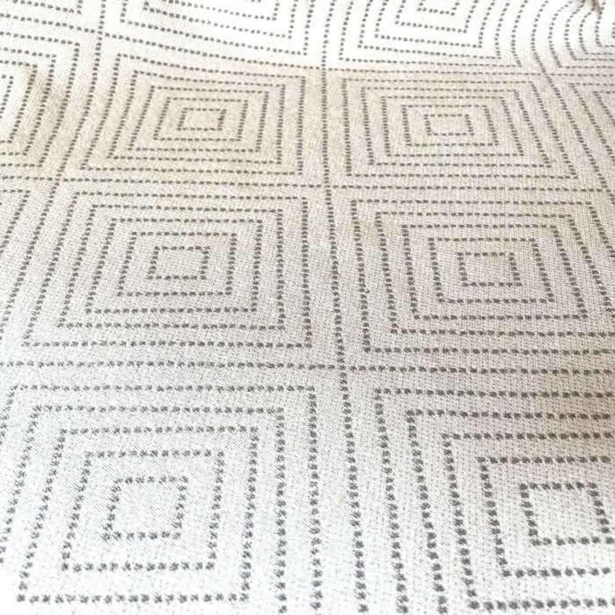 Remnant Frida Diamond Geometric Fabric, Smoke 61" - HomeStyle Fabrics