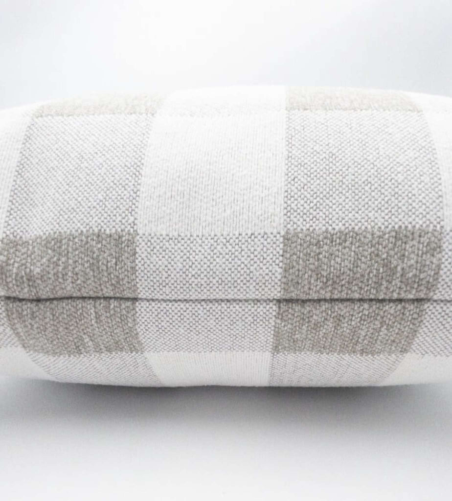 Ruskin Buffalo Check Pillow, Taupe - HomeStyle Fabrics