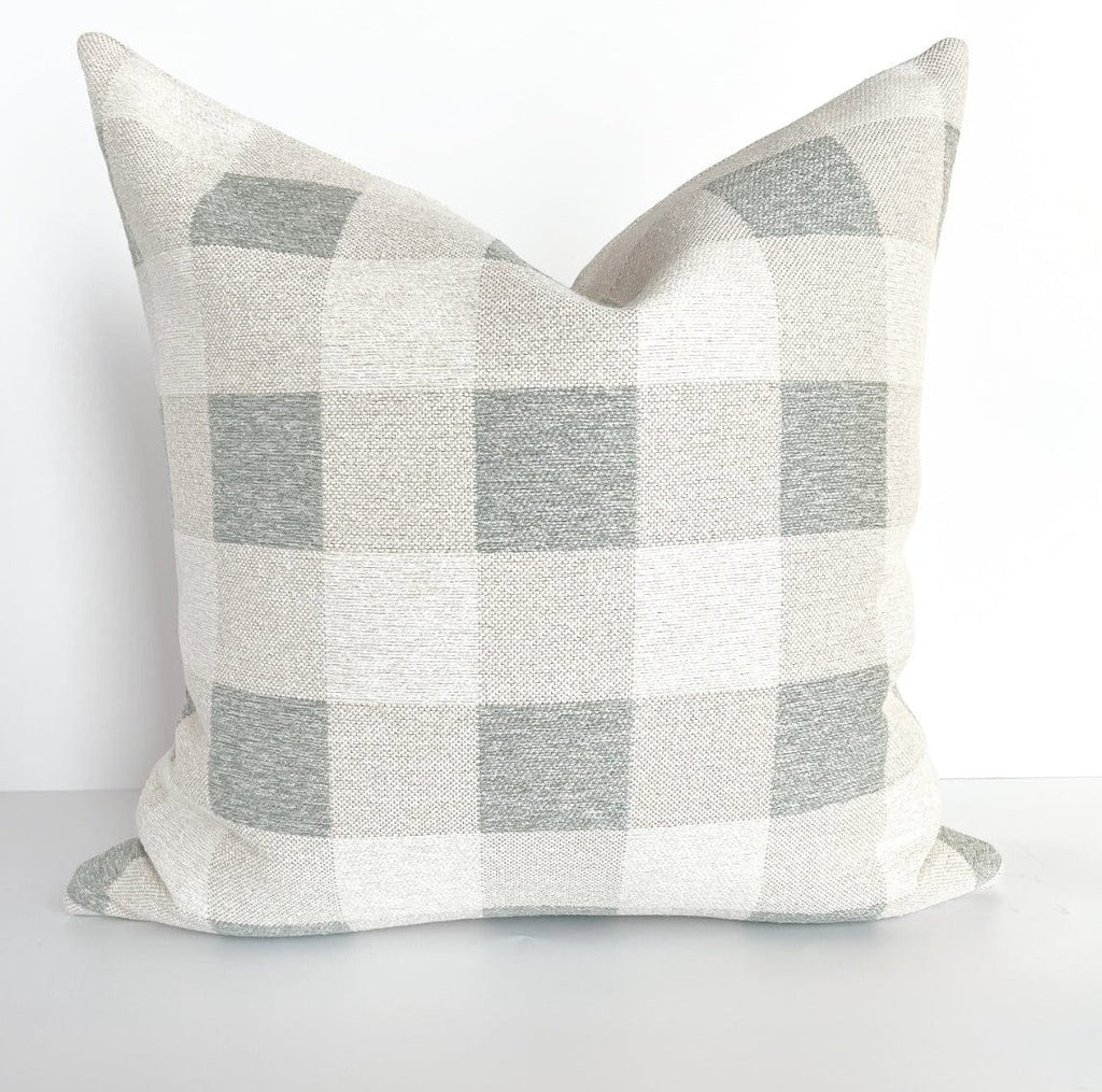 Ruskin Check Throw Pillow, Spa - HomeStyle Fabrics