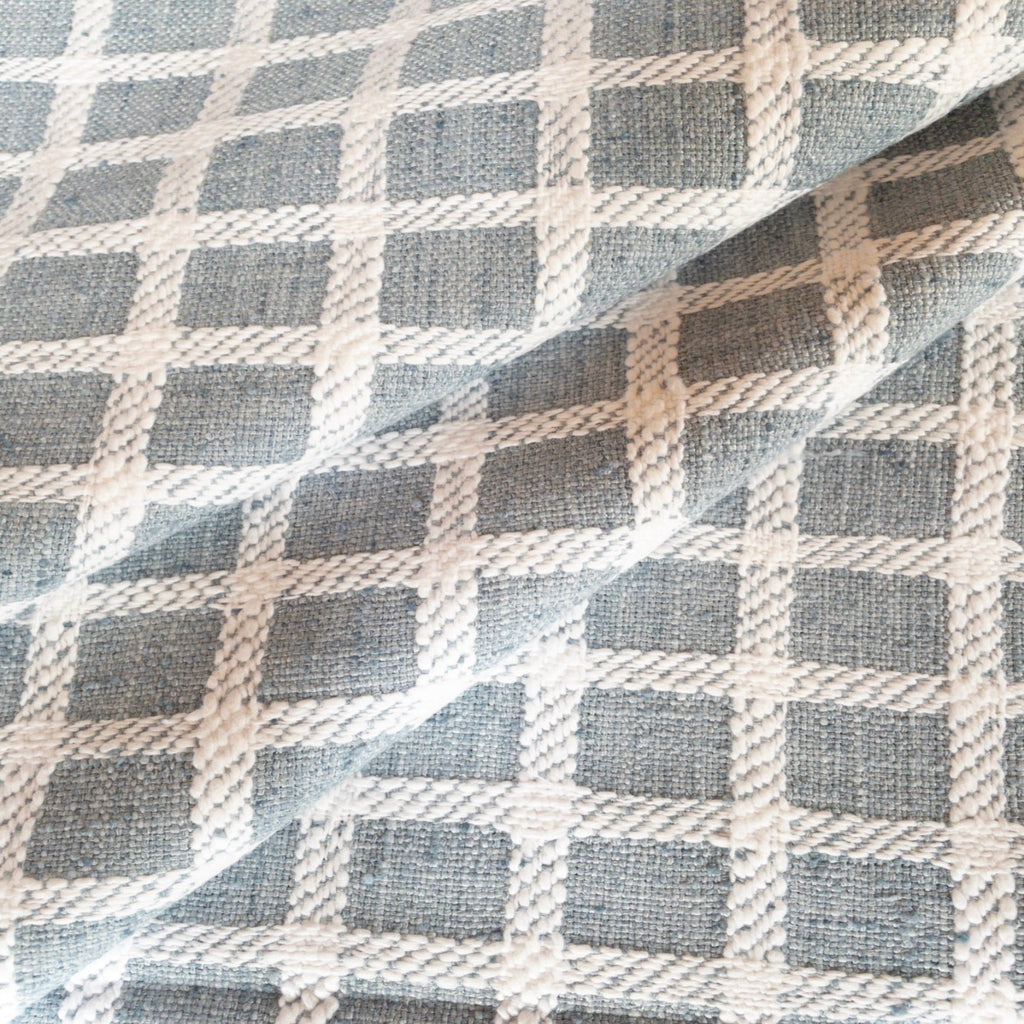 Sutton Textured Check Fabric, Chambray - HomeStyle Fabrics