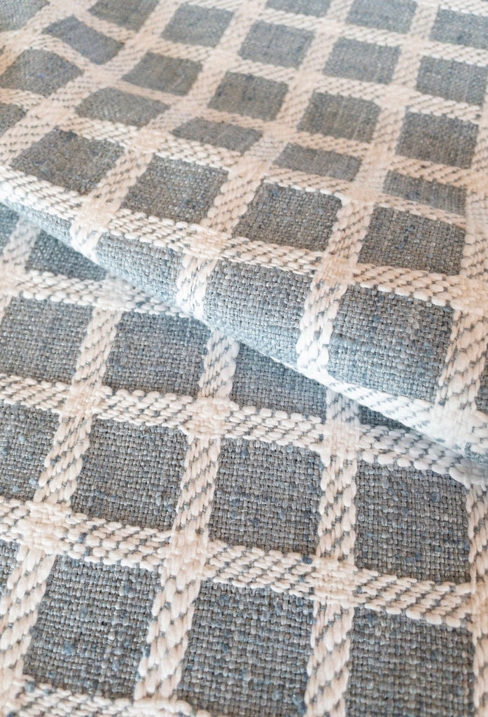 Sutton Textured Check Fabric, Chambray - HomeStyle Fabrics