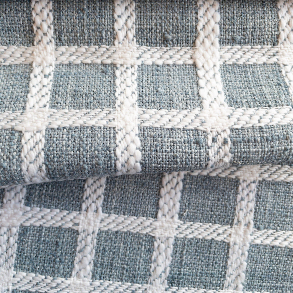 Sutton Textured Check Fabric, Chambray - HomeStyle Fabrics